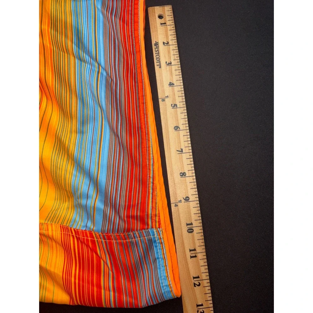 Nike Mens Orange Striped Swim Trunks Board Shorts Mesh Lined NESS5380 Large
